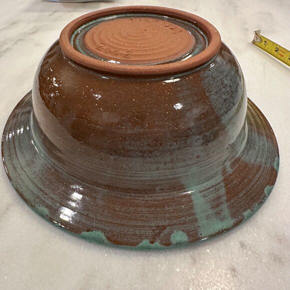 Large Pottery Fruit Bowl Centerpiece Server Decorative Turquoise Blue 2002 - Picture 8 of 9